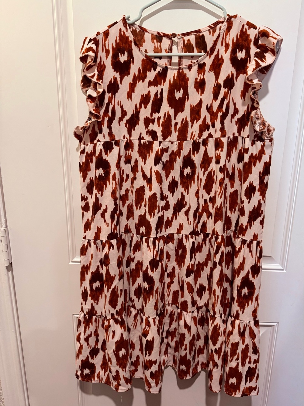 Boutique Women’s Rust Print Ruffle Sleeve Dress